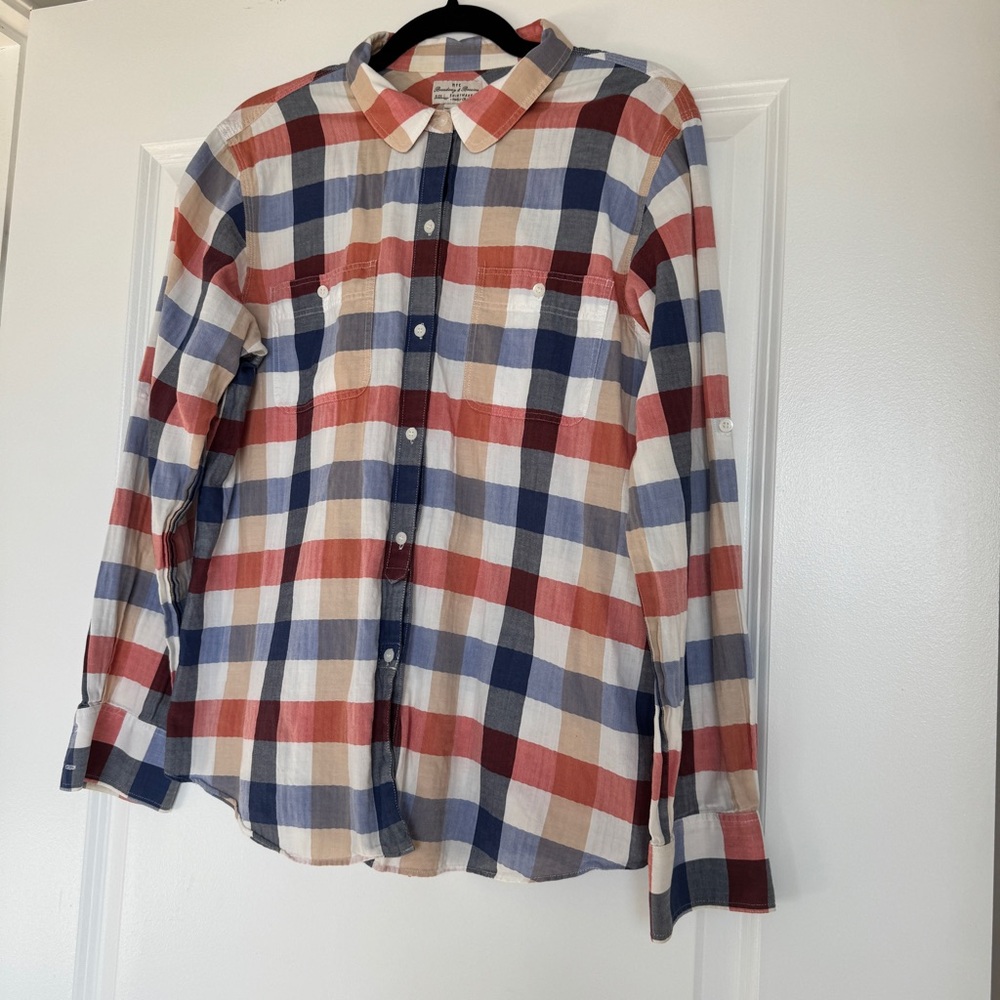 MADEWELL Broadway & Broome Women’s Plaid Button Down Shirt 100% Cotton Large EUC - Picture 6 of 14